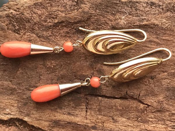 Серьги с натуральными кораллами | Ярмарка Мастеров - ручная работа, handmade