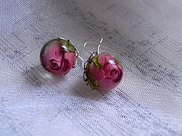 Серьги-гвоздики цветы / Beaded Flower Stud Earrings (Ezartesa)