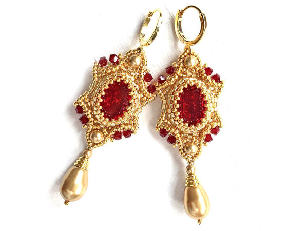 Creating ''Ode to Autumn'' Earrings from Beads and Swarovski Crystals | Livemaster - handmade