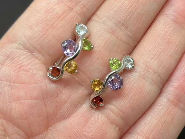 Серьги с самоцветами серебряные | Ярмарка Мастеров - ручная работа, handmade