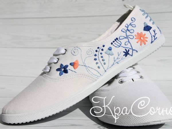 Новинка! Кеды с нежной вышивкой | Ярмарка Мастеров - ручная работа, handmade