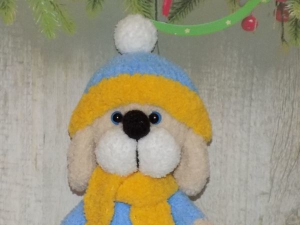 Вяжем спицами пёсика Шарика | Ярмарка Мастеров - ручная работа, handmade