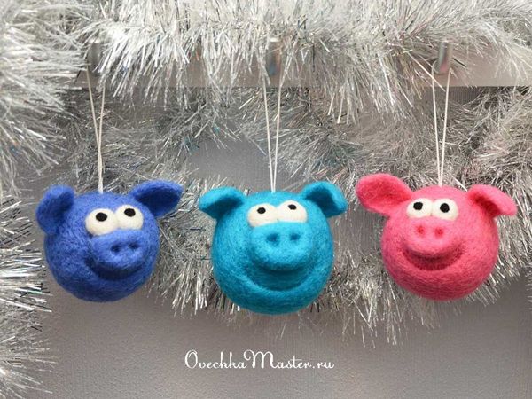 Свиношарики из шерсти | Ярмарка Мастеров - ручная работа, handmade
