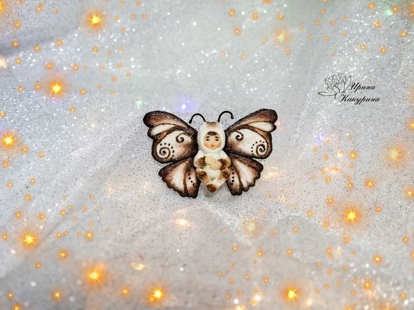 Броши Феи — бабочки | Ярмарка Мастеров - ручная работа, handmade
