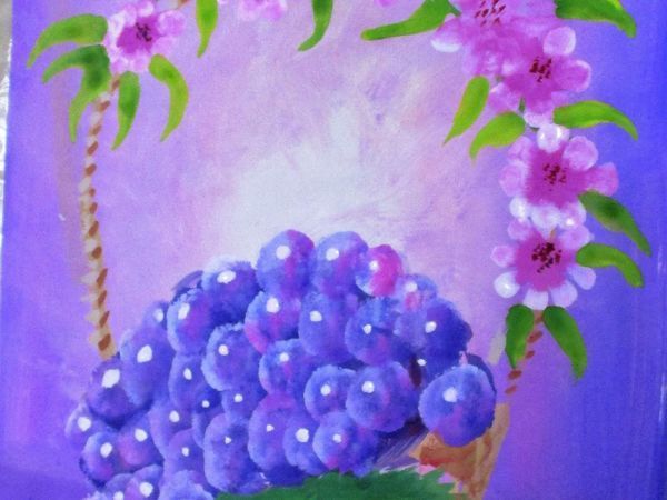 Рисуем гуашью виноград в корзинке | Ярмарка Мастеров - ручная работа, handmade