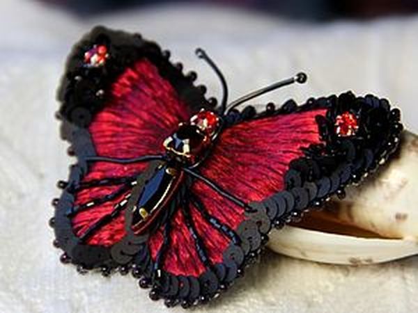 МК по  созданию броши-бабочки  в технике объемной вышивке. | Ярмарка Мастеров - ручная работа, handmade