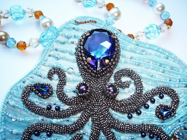 Вышиваем кулон «Octopus Heliotropium» | Ярмарка Мастеров - ручная работа, handmade