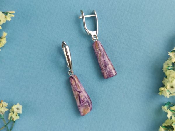 Серьги и браслеты с чароитом | Ярмарка Мастеров - ручная работа, handmade