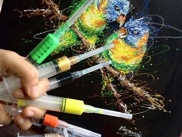 Medical Painting: Filipino Nurse Kimberly Joy Magbanua Paints With Syringe | Livemaster - handmade