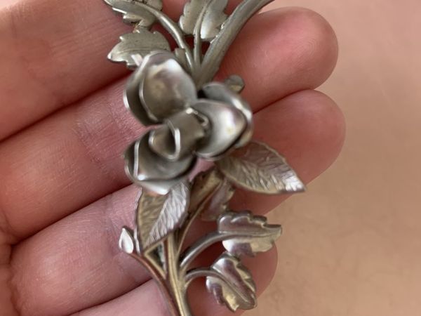 АУКЦИОН: Антикварная серебряная брошь Роза, Coro Sterling, США, 1960е | Ярмарка Мастеров - ручная работа, handmade