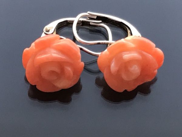 Антикварные серьги с резными кораллами | Ярмарка Мастеров - ручная работа, handmade