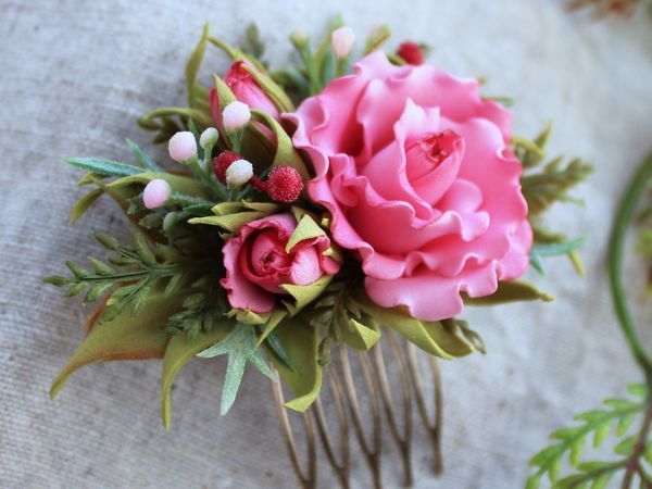МК по фоамирану: гребень с розами | Ярмарка Мастеров - ручная работа, handmade